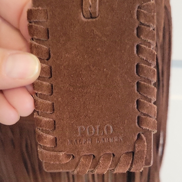 Polo Ralph Lauren Brown Suede Crossbody Bag with Fringe and Whipstitch Trim - Picture 4 of 12